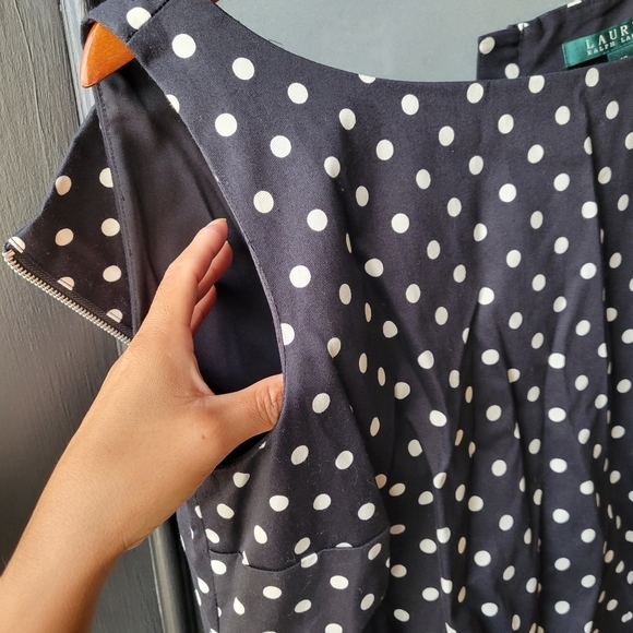 Ralph Lauren Pencil Dress Size 10 Black Polka Dots office Formal Business - Picture 6 of 9